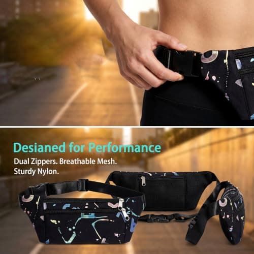 Adjustable Running Belt,Slim Phone Holder for Running Slim Waist Pack Black — view 5