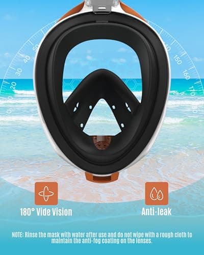 G2RISE Full Face Snorkel Mask Set Adults (Black Orange, XL) — view 5