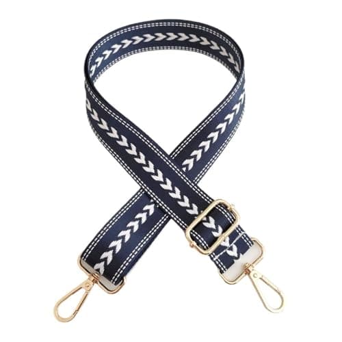 QZLNONTK Bag Strap, Crossbody Bag Strap, Shoulder Strap with Carabiner,Colourful Bag Handle,Universal Bag Strap for Bags and Handbags,DIY Accessories(Blue,Gold Clasp)