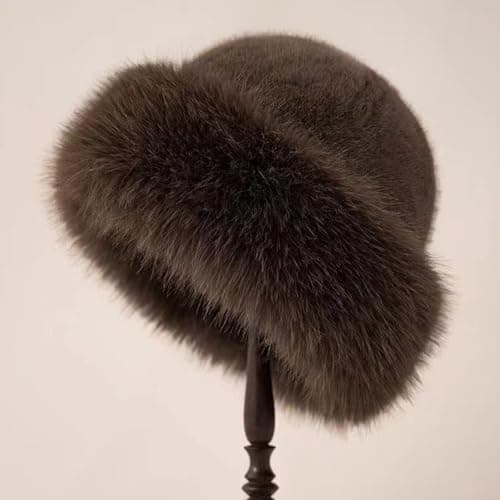 Womens Beanie Hats Winter Furry Faux Fur Caps Ladies Warm Fleece Lined Hats Plush Thermal Slouch Solid Color Caps Travel Skiing HiWomens Beanie Hats Winter Furry Faux Furking Earflap Beanie (Khaki) — view 4