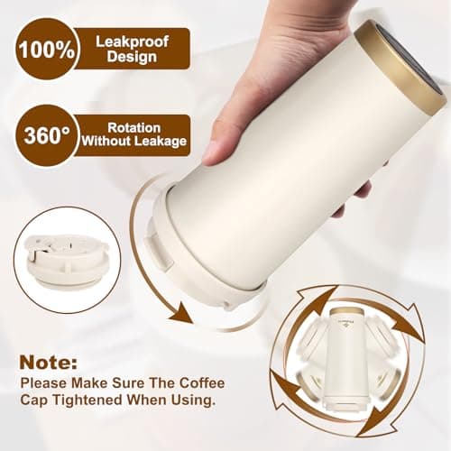 Philorn Coffee Cup Travel Mug, 500ml Insulated Coffee Cup with Lid & Straw — view 3