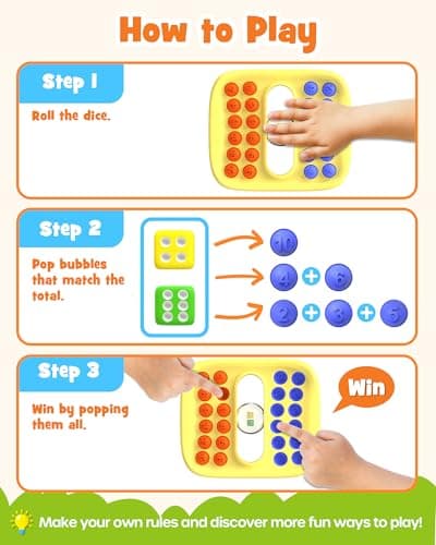 D-FantiX Number Pop Dice Math Games, Car Airplane Travel Essentials Kids — view 4