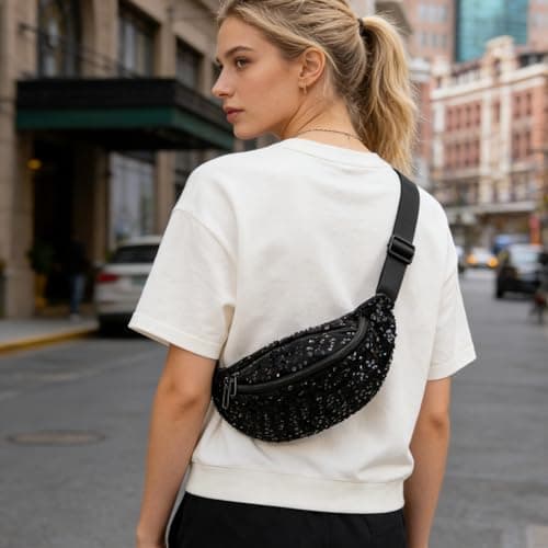 XSDSLS Bum Bag Sequins Women's Bum Bag Hip Bag Shiny Shoulder Bag Crossbody Bag Belt Bag Fanny Pack for Travel Festival Party Everyday Life (Colorful) — view 5