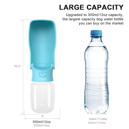 SOICTA Portable Dog Water Bottle for Walking 19 OZ or 12 OZ Portable Pet Water Bottles for Puppy Small Medium Large Dogs Water Dispenser Bowl Dog Accessories(12OZ Blue) — view 5