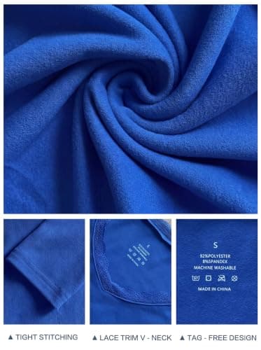 IWOLLENCE Thermal Tops Womens Lace Long Sleeve (Royal Blue, M) — view 4