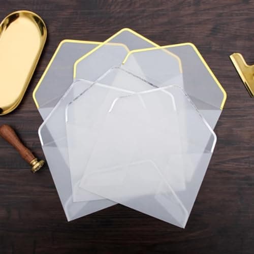 Envelopes for Gift Cards,10Pcs 17.5x12.5cm Transparent Envelope Hot Stamping Printing Paper Letter Wedding Invitation Gift Packing Envelope Silver — view 5