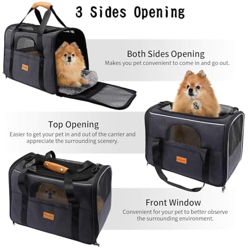 Morpilot Cat Carrier Airline Approved Pet Carrier up to 9kg Portable Dog Hand Bag Breathable Small Travel Cage with Adjustable Shoulder Strap and Collapsible Bowl — view 4