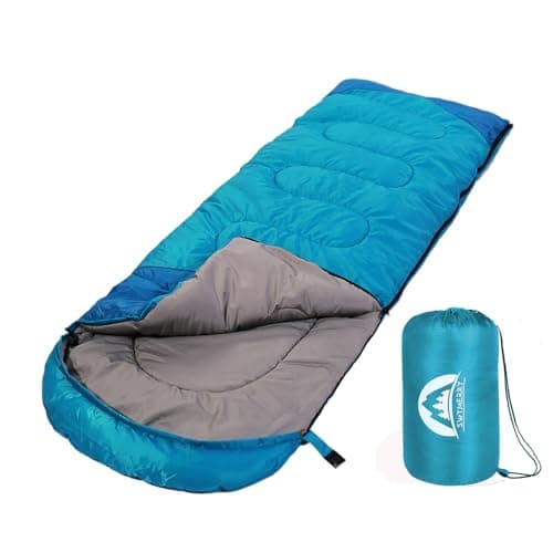 Sleeping Bag 3 Seasons (Summer, Spring, Fall) Warm & Cool Weather - Lightweight,Waterproof Indoor & Outdoor Use for Kids, Teens & Adults for Camping Hiking, Backpacking and Survival (Sky Blue)