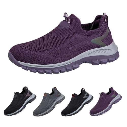 Unisex Slip On Walking Shoes Knit Running Trainers Lightweight Sneakers — view 3