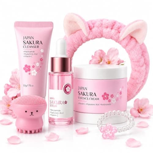 Sakura Skincare Set for Teens, Cleanser, Serum & Face Moisturiser
