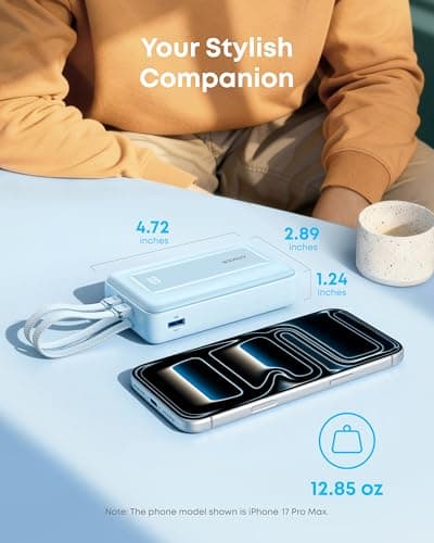 Anker Power Bank, 20,000mAh 45W Portable Charger,Dual Built-in USB-C Cables — view 6