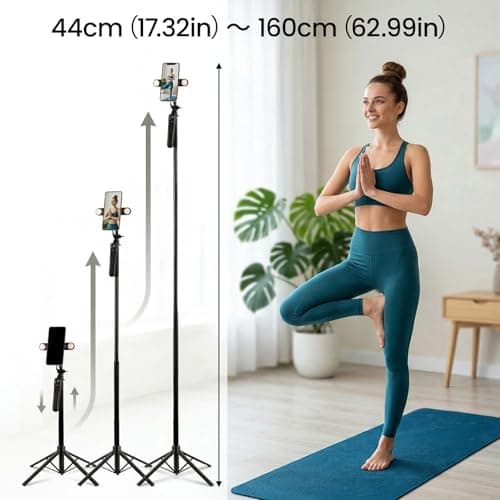 BLUE BAZAAR Phone Tripod with 2 LED Fill Lights & Remote, All-in-One Selfie Stick Tripod 44-160cm Adjustable Height, 360° Rotatable Phone Holder, Extendable Stand for iPhone Android Camera — view 5