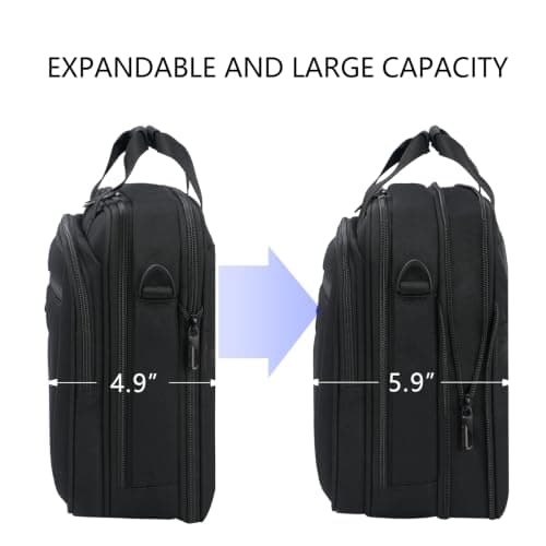 VANKEAN Laptop Briefcase Premium Laptop Case Fits Up to 17.3 Inch Business Shoulder Bag Laptop Expandable Water-Repellent Messenger Bag for Men/Women Computer Bag for Travel/Business/Black-Grey — view 6
