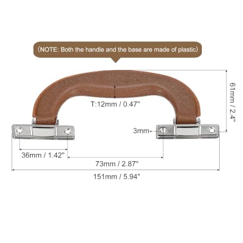 sourcing map Luggage Handles, 151mm/5.94inch Plastic Pull Handle Suitcase Case Replacement Handles with Screws for Case Suitcase Toolbox, Brown — view 2
