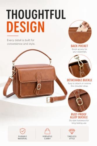 Cwatcun Brown Leather Camera Bag for Photographers, Waterproof Camera Bag — view 5