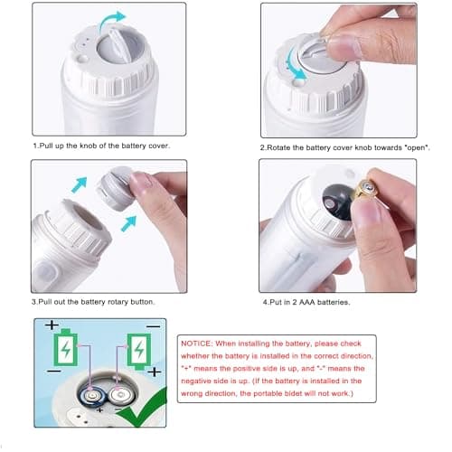 Portable Travel Bidet, YAMI IPX6 Waterproof Electric Bidet Sprayer with Automatic Decompression Film and Nozzle 180 Degree Adjustment for Baby Wash, Personal Care, Disability, Traveling (140ml) — view 2