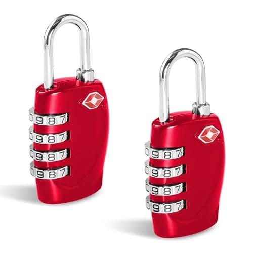 CFMOUR Suitcase Locks, TSA Approved Luggage Locks, 4-dial, Red, 2 Pcs