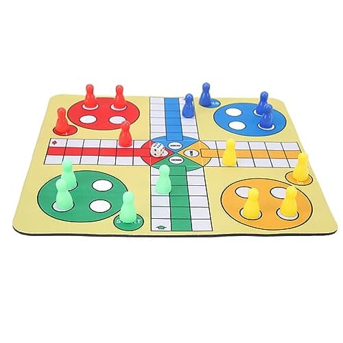 Akozon Flying Chess Rug Play Mat Foldable Portable Leather Board Game for Kids Adults Family Travel Camping Party Entertainment — view 3