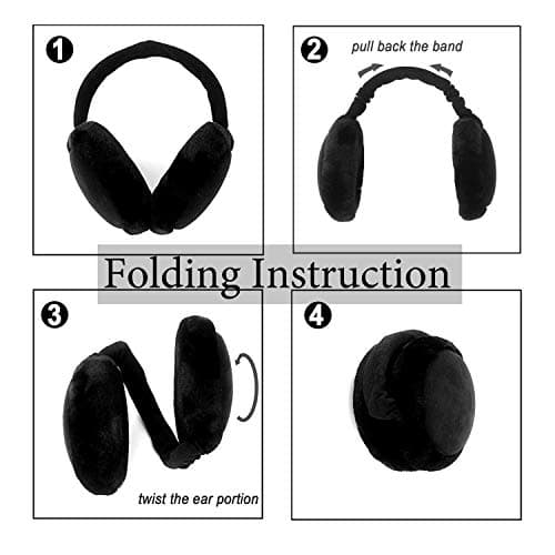 Zeltauto Women’s Winter Earmuffs Adjustable Foldable Faux Fur Plush Ear Warmer Full Ear Surrounded (Navy Blue) — view 6