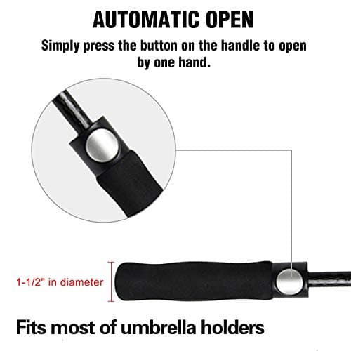 ACEIken Golf Umbrella Windproof Large 62 Inch, Double Canopy Vented, Automatic Open, Extra Large Oversized, Waterproof Sun Protection Ultra Rain & Wind Resistant Umbrellas, Black — view 5