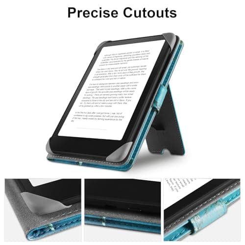 HoYiXi Universal Case for 7 inch Kindle Paperwhite/Colorsoft 2024 Compatible with 6.8" Paperwhite Kobo Clara HD/Kobo Clara 2E eReader Protective cover with Foldable Stand Built-in pocket,flower — view 5
