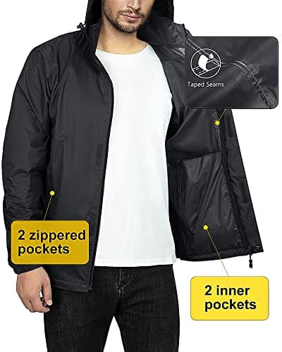 33,000ft Mens Waterproof Jackets Outdoor Windproof Lightweight Rain Jacket — view 4