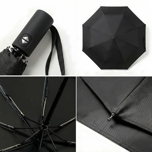 BAODINI Small UV Protection Travel Umbrella Compact for Rain and Sun UPF 50+ Windproof Portable 42 inch Umbrella for Women and Men Black — view 4