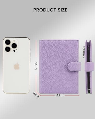 Karmiir RFID Passport Holder Travel Wallet Compact for Women, Leather Passport Cover Wallet with Card Holders SIM Slots,Zippered Coins Pocket and Cash Compartment Slim Travel Wallet, Light Purple, — view 5