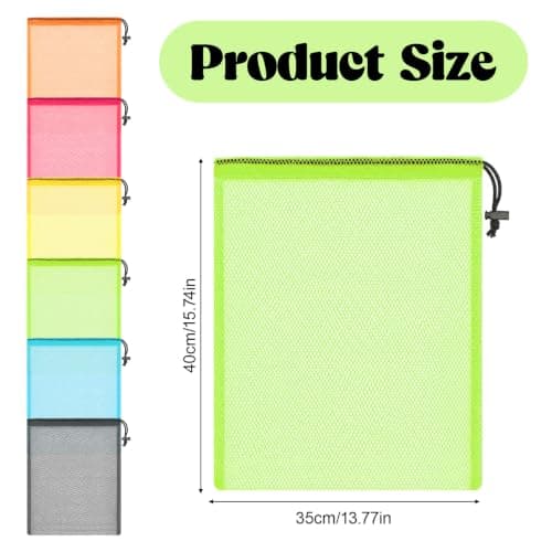 6 Pcs Mesh Drawstring Bags 17x14 Inch, Breathable Nylon Net Storage Bags — view 2