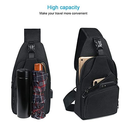 flintronic Sling Bag, Chest Bag with USB Charging Port, Men Women Lightweight Crossbody For Hiking,Cycling, Traveling (Include 1*USB Cable) — view 5