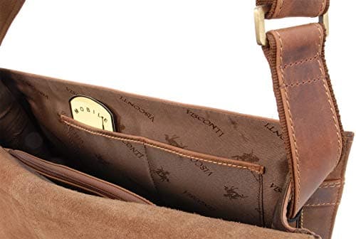 VISCONTI - Medium Genuine Leather Messenger Bag - Harvard 18548 Oil Tan — view 6