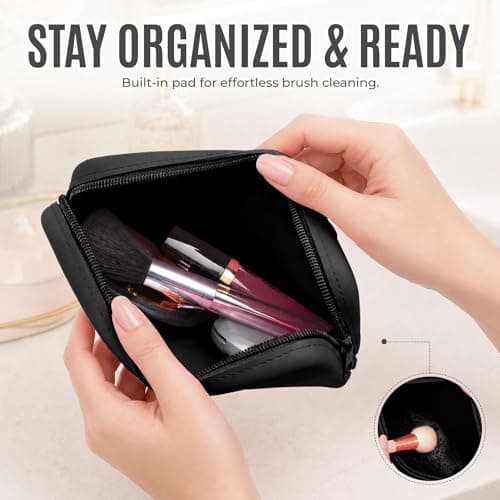 Silicone Cosmetic Bag – Waterproof Travel Makeup Pouch - Food-Grade Silicone Toiletry Organizer for Women & Men – Compact Stylish Multi-Functional Storage - by Sandine (Black) — view 5