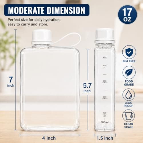 ZAVOOS 2 Pack 17 Oz Portable Flat Water Bottle — view 2