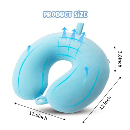 WENGX Travel Pillow Neck Pillow Memory Foam Travel Pillows Head Support Cushion for Airplane Train Car Office Travel Essential Flight Pillows for a Long Hauls Sleeping Rest (Pale Blue) — view 2