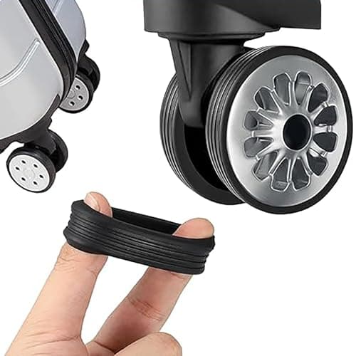 QHLWTT 12Pcs Silicone Luggage Wheel Covers Reduce Noise Silent Suitcase Wheel Covers Portable Trolley Case Caster Covers for Most Suitcase (Black) — view 5