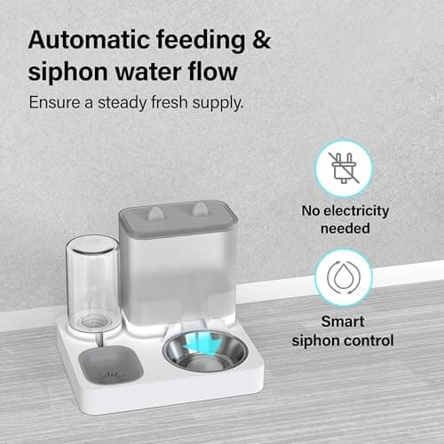 2 in 1 Automatic Pet Feeder, Food and Water Dispenser, for Small Cats And Dogs, 2.2L Food Feeder 1L Water Dispenser Gravity Dispenser Station for Home Travel Dark Grey — view 6