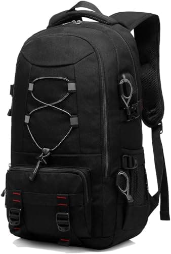 Besttravel Travel Backpack, 45L Hiking Backpacks Water Resistant Multi-functional Trekking Rucksack Travel Laptop Backpack Mens Fits 17.3 Inch Computer for Camping Climbing Cycling, Black