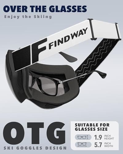 Findway Ski Goggles,Snowboard Goggles for Men Womens Ladies Over Glasses OTG, Magnetic Interchangeable Spherical Lens,Anti-fog 100% UV Protection, Anti-glare Goggles for Skiing Snowboarding — view 5