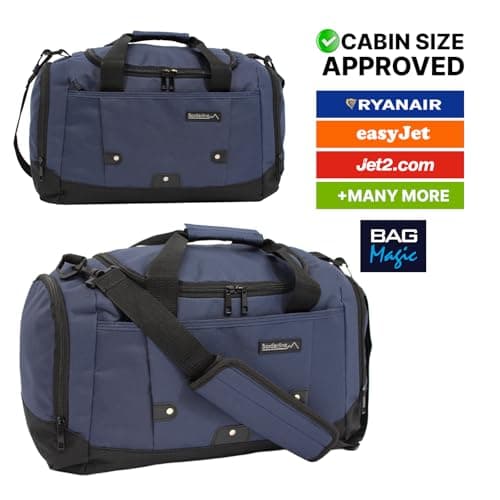 Small Sports Holdall 22L – 45x25x20cm Cabin Size Gym Bag, Travel Duffle Bag with Shoulder Strap – Lightweight Hand Luggage Underseat Bag - Black — view 5