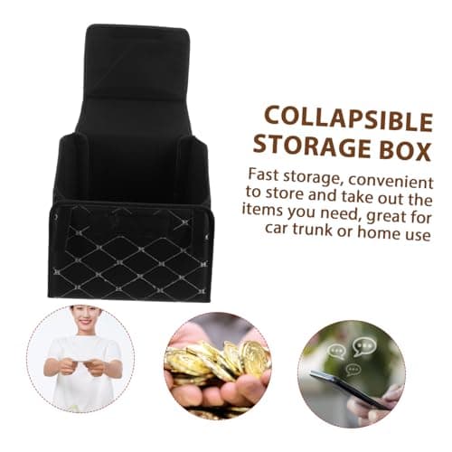 Anneome Car Trunk Storage Box Leather Folding Black Organiser — view 5