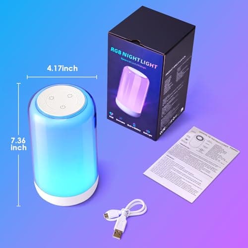 PIKOY Rechargeable Lamp, RGB & 10 Brightness LED Touch Night Light, 2400mah Cordless Battery Lamp for Bedroom & Portable Touch Lamps Bedside, Fun Gifts for Women, Baby, Kids, Bedroom, Living Room — view 6