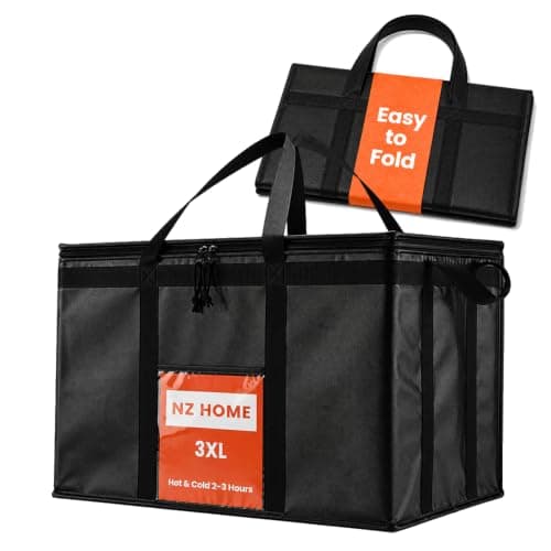 NZ home Food Delivery Bag, Thermal Cool Bag (3XL, Black, 1 Pack)