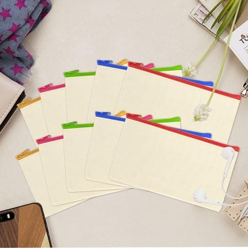 ASelected Multipurpose Canvas Bags with Zipper - 15 Pcs Plain Canvas Zipper Pouch for Travel, DIY Craft School, Multi Color — view 3