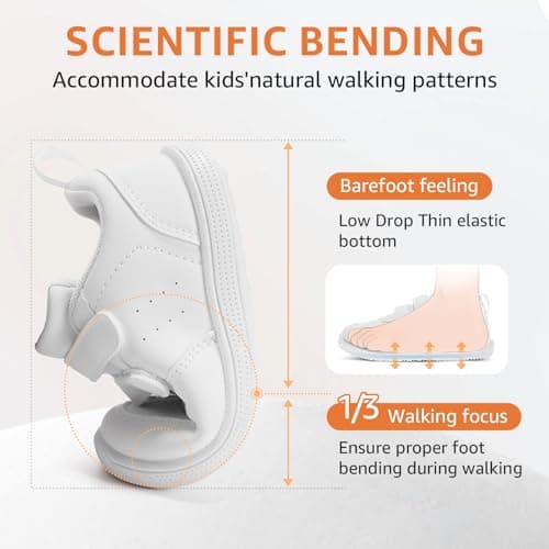 STQ Boys & Girls Toddler Trainers, Barefoot Shoes Kids, All White Size 7 — view 5