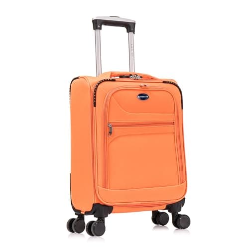 Aerostar Carry-on 20" Lightweight Soft Expandable Suitcase, Hand Luggage 4 Wheels & Combination Lock, 55x35x20cm | Accepted All Airlines easyjet, RyanAir, British Airways (Orange, 36 litres)