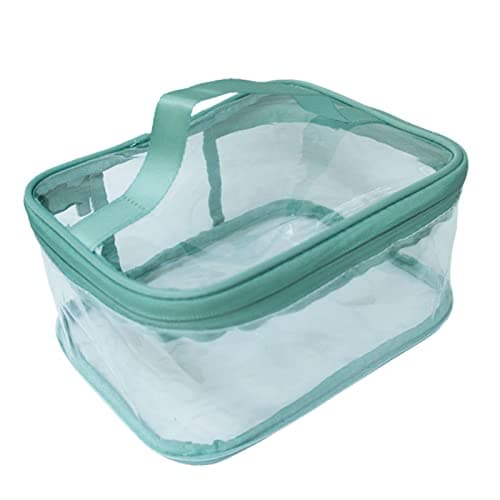 FIYUK Toiletry Bag Makeup Cosmetic Clear Bag Portable Waterproof Transparent Travel Large Storage Green — view 2