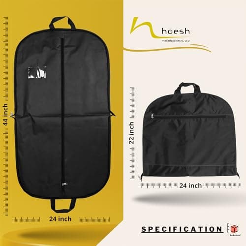 Hoesh UK - Black 44" Waterproof Mens Suit Garment Protection Carrier - clothes bags, suit bag for men, travel garment bags, suit covers, moth proof garment bags, suit carriers for men for travel — view 5