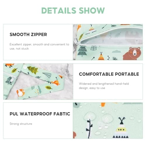 Wrbugukeji Wet Bag, 3 Pcs Reusable Cloth Diaper Bags, Waterproof Wet Dry Bags Reusable Wet Dry Bag with Zip for Clothes Storage Travel Beach Pool Gym Yoga — view 3