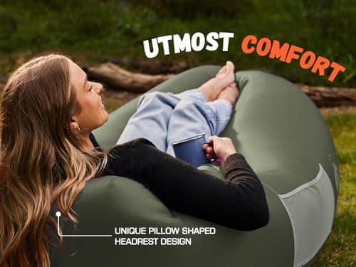 WEKAPO Inflatable Lounger Couch: Portable Air Sofa Chair & Essential Accessory for Camping, Beach, Hiking, Lawn, Backyard, Indoor/Outdoor Movies & Music Festivals – Airtight, Pump-Free Air Hammock — view 6