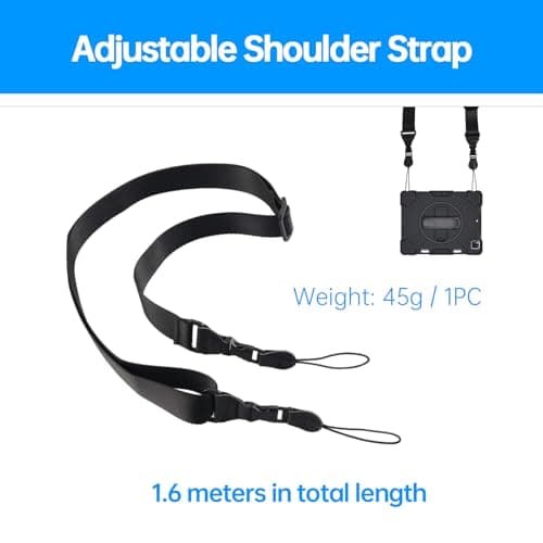 EMTPJAL Adjustable Shoulder Strap, Comfortable Quick Release Crossbody Neck Strap Lanyard, Black Medium Replacement Strap for iPad Tablet Case Camera Binoculars Laptop Luggage Bag — view 2